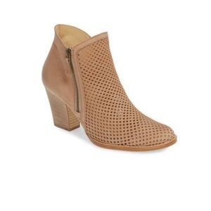 Brand NEW PAUL GREEN Black Bonzai Perforated Leather Ankle Booties Wooden Heel